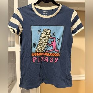SPRZ NY x Uniqlo Keith Haring Pisa 89 ringer T with striped sleeves